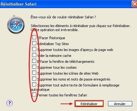 Reinitialiser safari