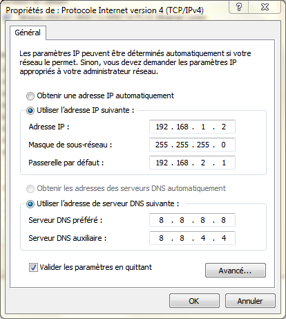Comment configurer une adresse ip fixe sous windows 7