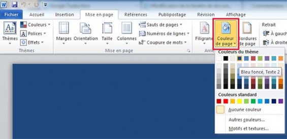 Modifier La Couleur De Fond D Une Page Word 2010 2013 2016