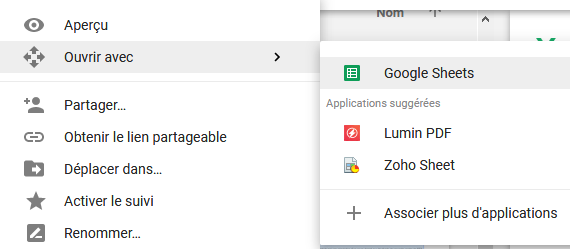 ouvrir excel google drive