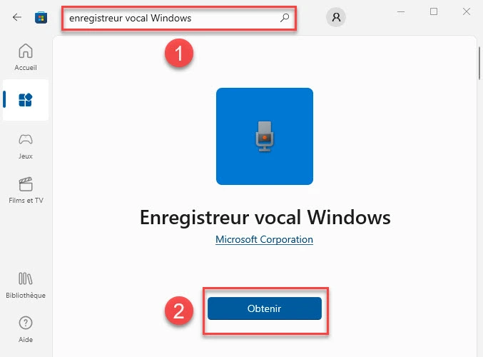 installer l'application Enregistreur vocal sur Windows 10