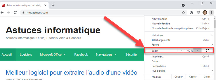 zoomer avec navigateur web