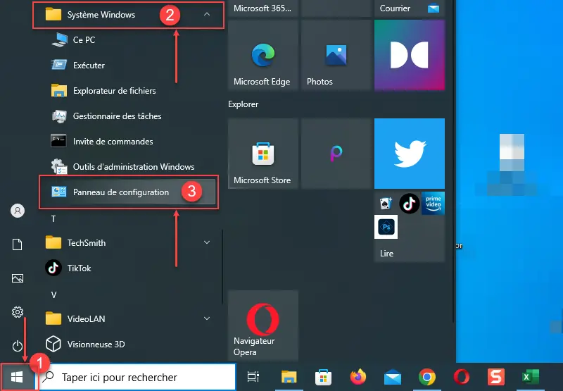 accéder au panneau de configuration dans Windows 10