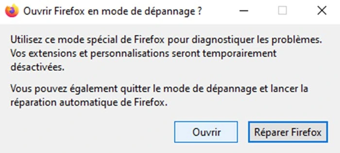 ouvrir Firefox en mode de dépannage