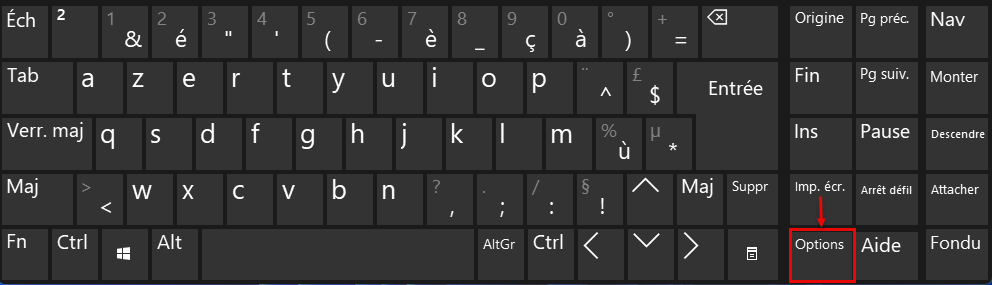 bouton Options clavier virtuel