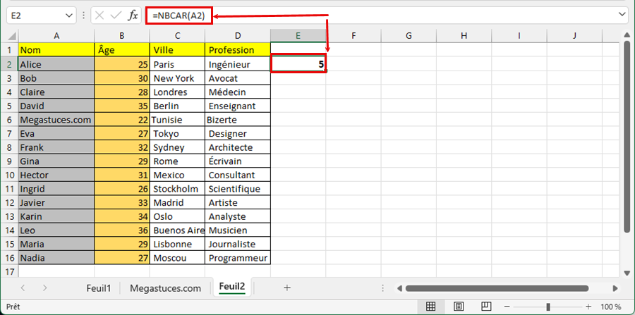 Comment compter le nombre de caractères dans une cellule Excel