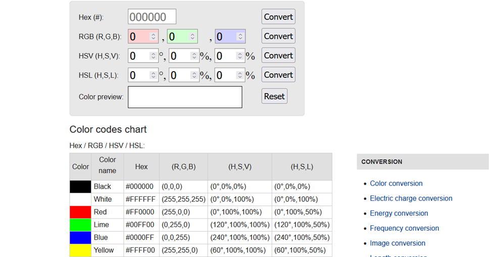 Convertir vos codes de couleurs en RVB, HSV ou HSL en ligne