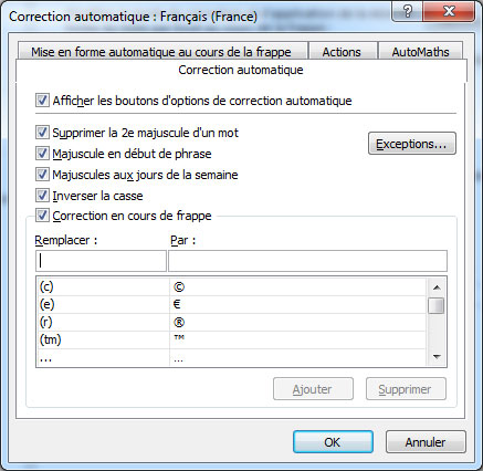 Correction automatique Français