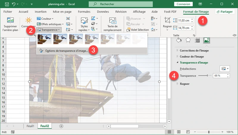Ajuster la Transparence de l'Image dans Excel