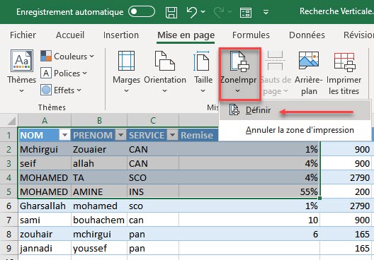 Définir la Zone d'Impression dans Excel