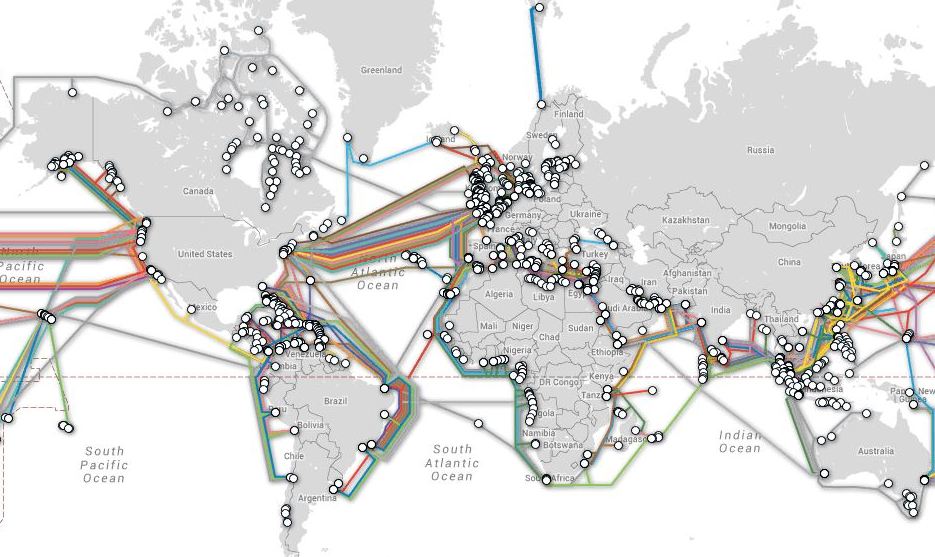 carte câbles sous-marins Internet 