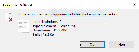 supprimer fichier définitivement Windows 10