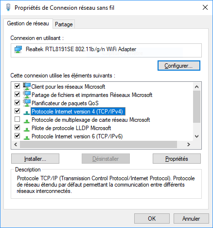 Désactiver ou activer DHCP dans Windows 10/8/7 