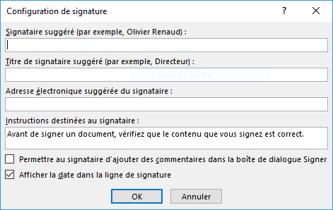 Configuration de signature