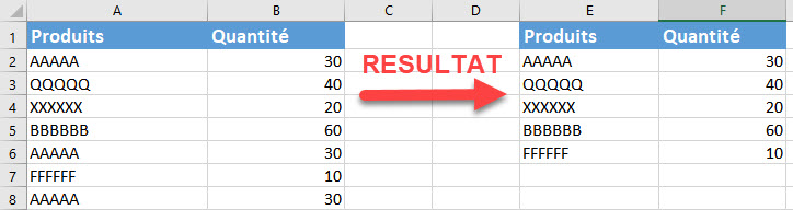 supprimer les doublons excel à l'aide d'un filtre