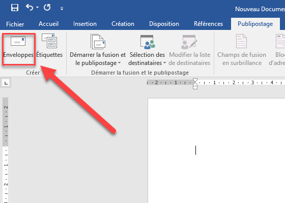 Créer une enveloppe à l'aide de Microsoft Word