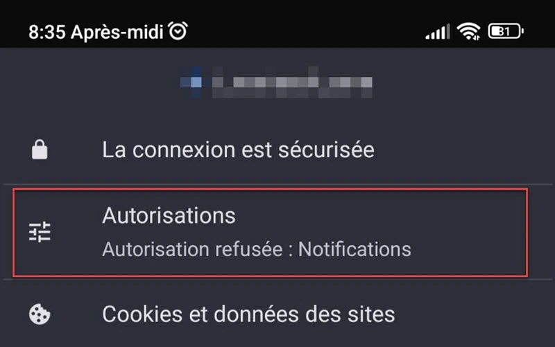activez ou désactivez l'option Notifications Chrome Android