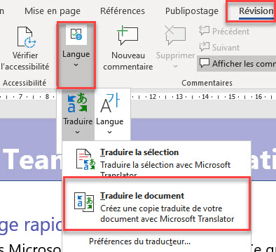 Traduction de fichiers PDF à l'aide de Microsoft Word