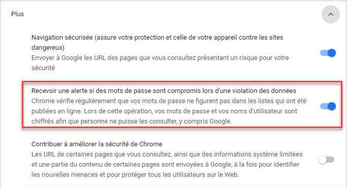 Fonctionnalités de confidentialité de Chrome