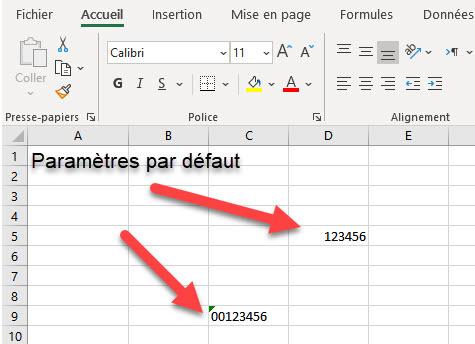 ajouter zéro devant le numéro dans Excel