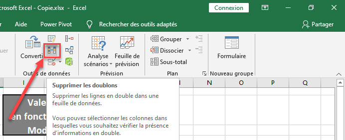 eliminar valores duplicados con el comando Eliminar duplicados