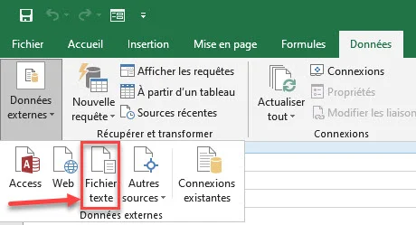 importer fichier CSV dans Excel
