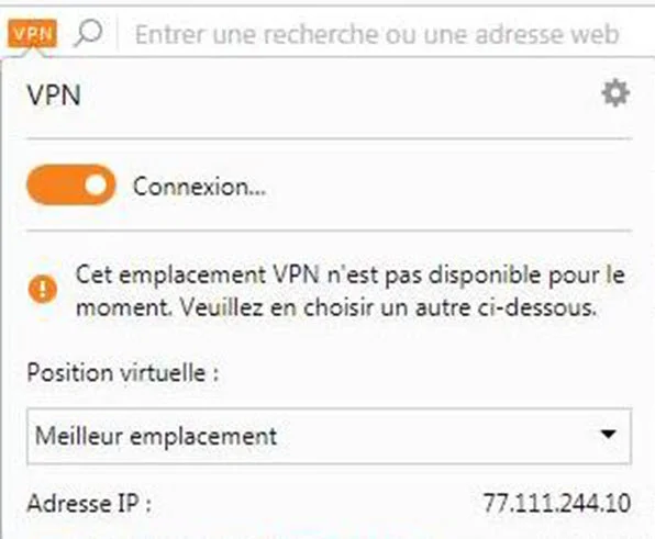 Opera VPN ne fonctionne pas