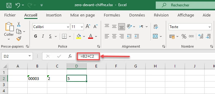 formule Excel qui fonctionne normalement