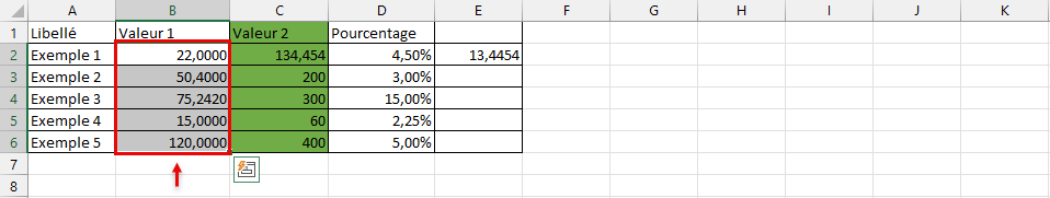 nombre après le virgule Excel