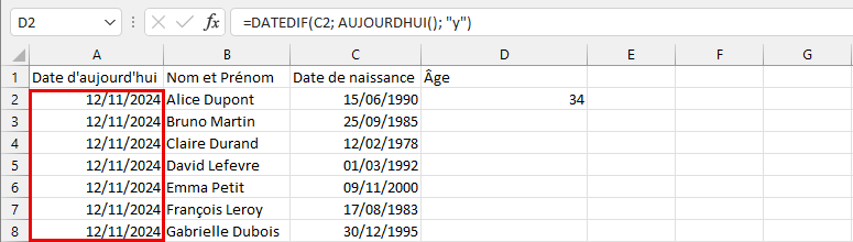 Extension de la formule pour calculer l'âge