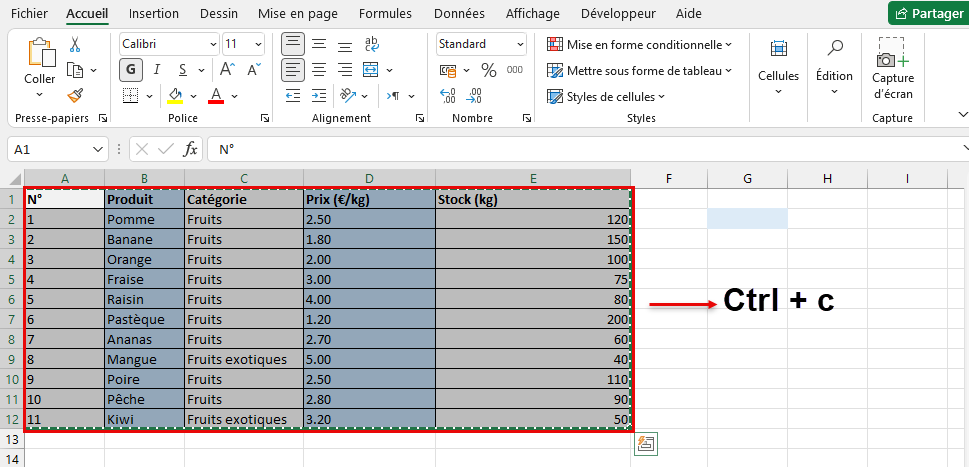 Copier un tableau d’Excel vers Word