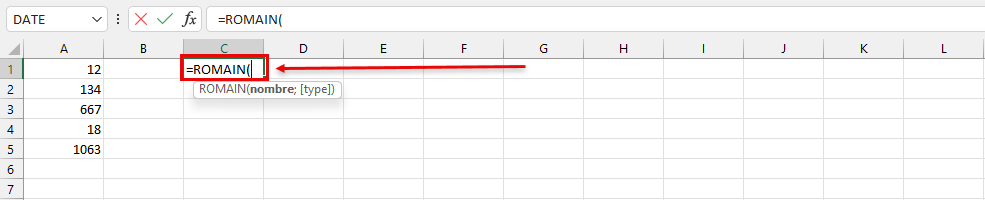 fonction =ROMAIN Excel