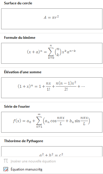 formules mathématiques Excel