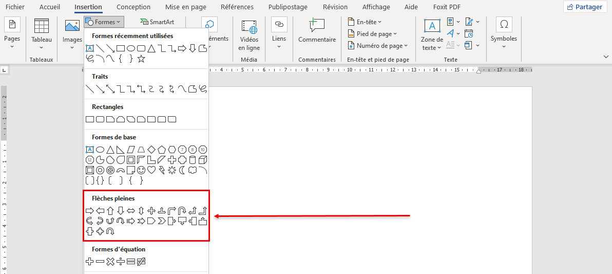 Insertion forme de flèche