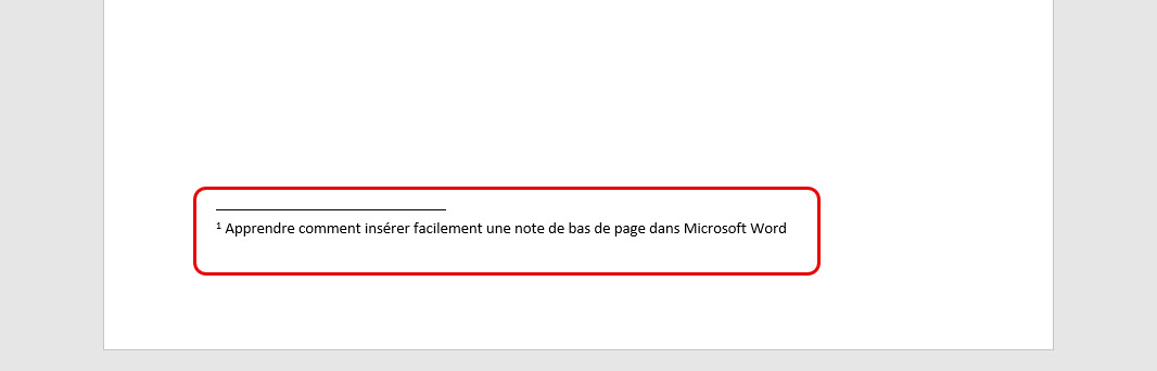 Word créera automatiquement une note de bas de page numérotée