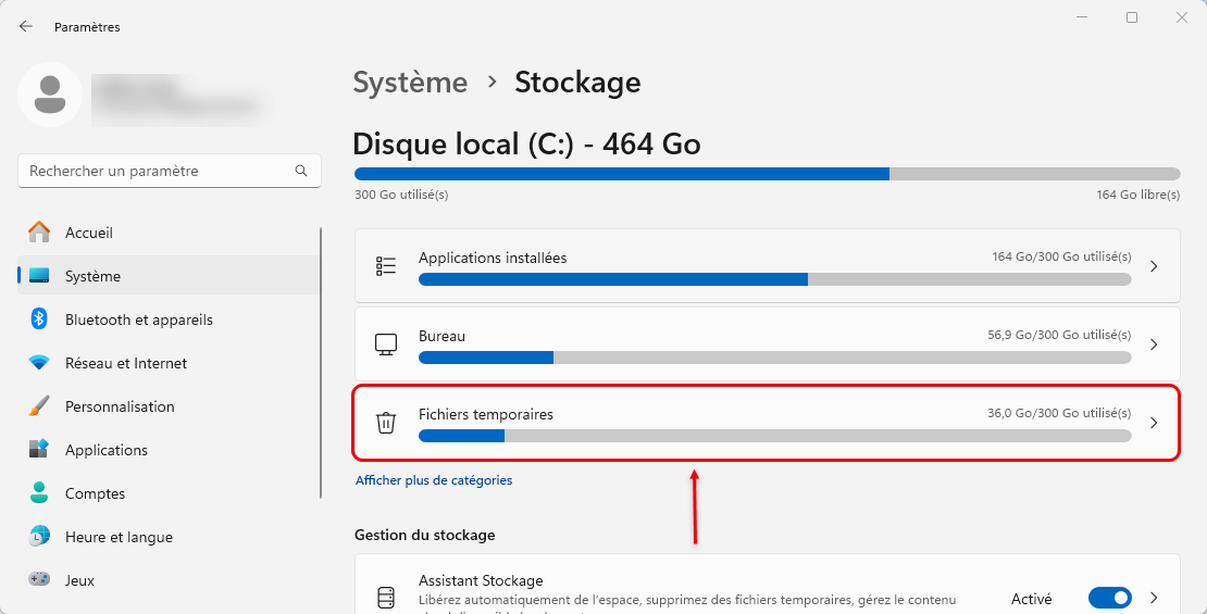 Fichiers temporaires Windows 11