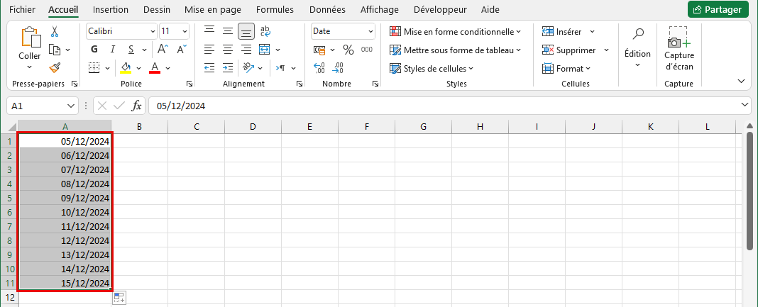 format date Excel