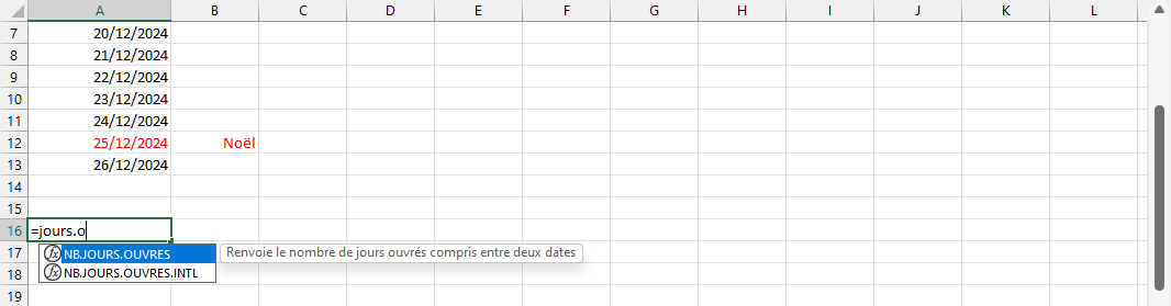 JOURS.OUVRES Excel