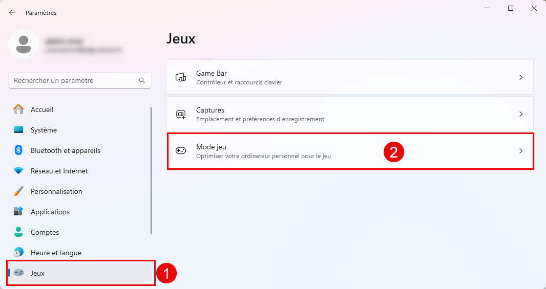 Mode jeux Windows 11