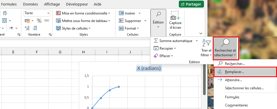 Remplacer dans Excel