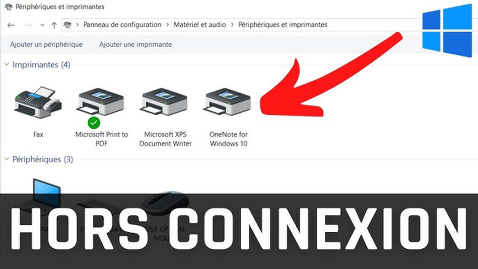 imprimante affiche hors connexion