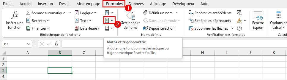 Insertion de la fonction RACINE