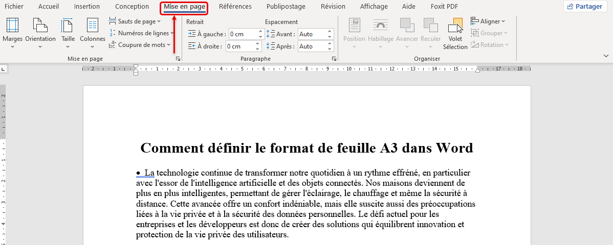 Mise en page document Word