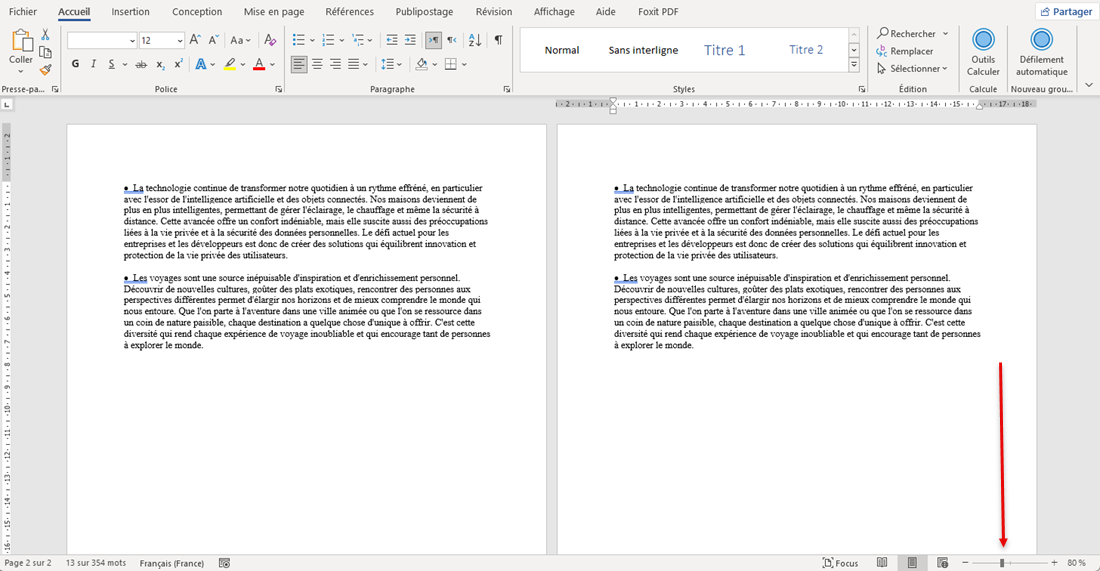 Réglage du zoom dans Microsoft Word : afficher une seule page