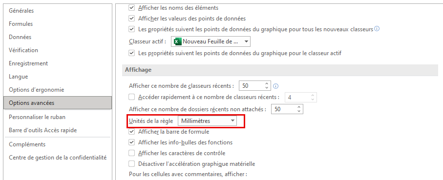 Choisissez l’unité souhaitée